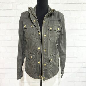 J. Crew Olive Green Zip and Button Relaxed Boyfriend Field Jacket